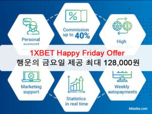 1XBET Happy Friday Offer - 행운의 금요일 제공 최대 128,000원