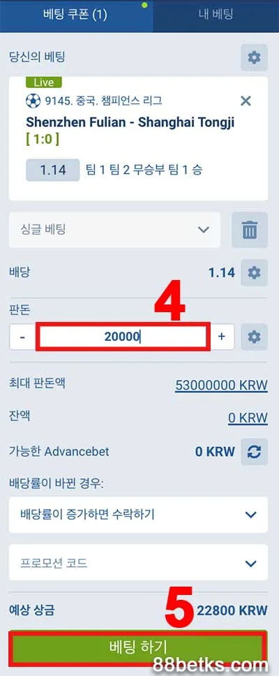 베팅 수준 선택